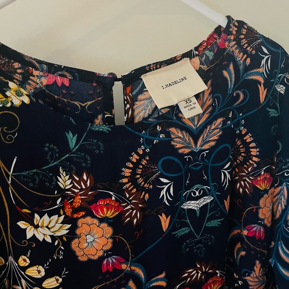 Madeline Navy Floral Dress with Long Sleeves - Picture 2 of 4